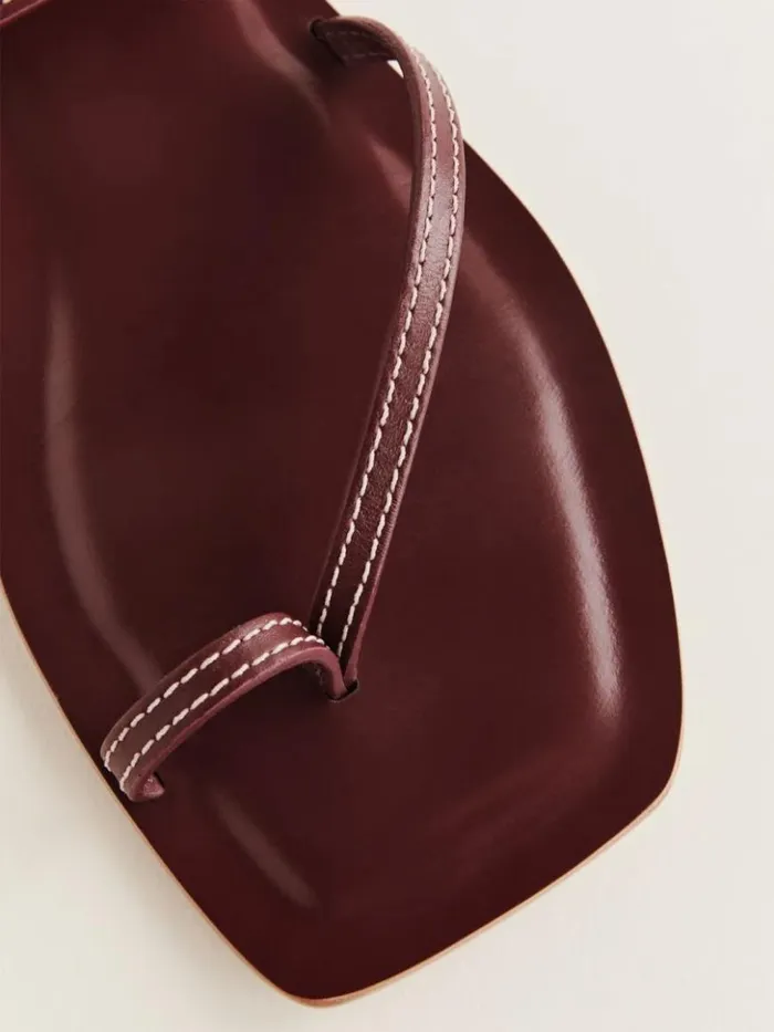 Shoes The Reformation Sawyer Flat Sandal Ruby Leather