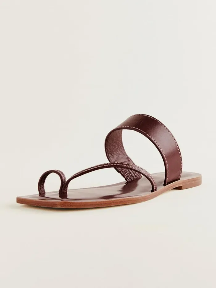 Shoes The Reformation Sawyer Flat Sandal Ruby Leather