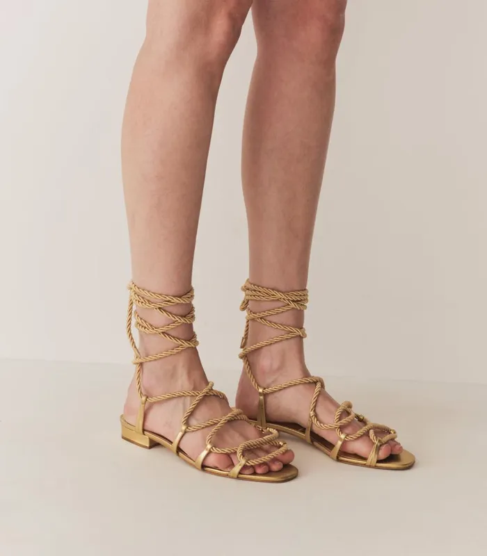 Shop CASTILLE GLADIATOR SANDAL Gold Metallic DEN Footwear