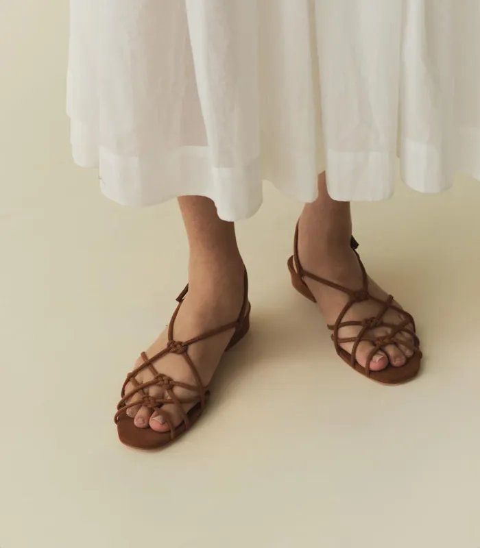 Shop CORSICA SANDAL Cognac Suede DEN Footwear