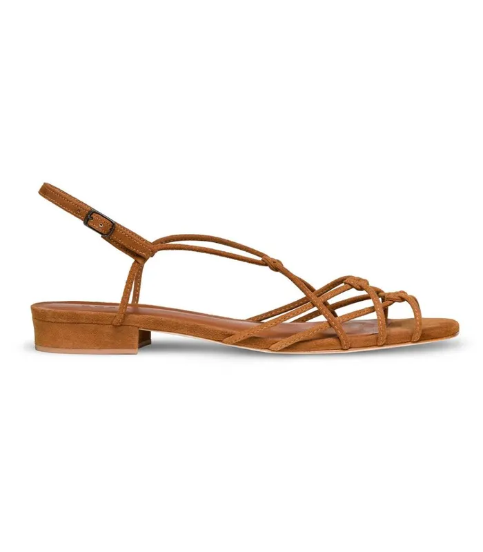 Shop CORSICA SANDAL Cognac Suede DEN Footwear