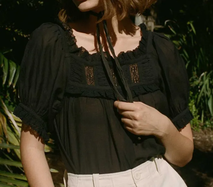 Shop FRANCES TOP Black DEN Tops