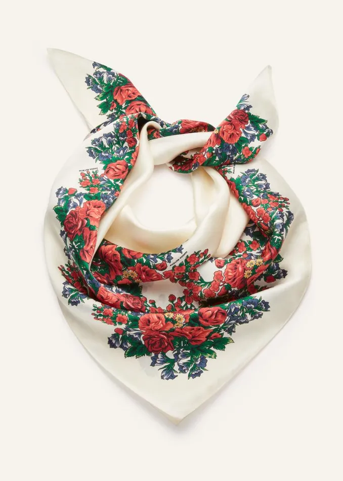Shop Magda Butrym Accessories Folk Floral Print Scarf In Cream