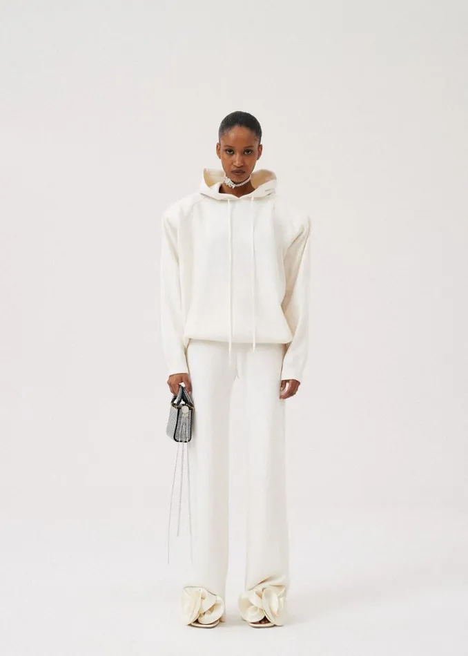 Shop Magda Butrym Basics Flare Knit Jogging Pants In Cream
