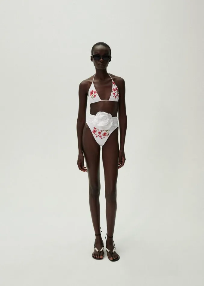 Shop Magda Butrym Beachwear Classic High Waist Flower Swim Bottom In Cream Print Shop Magda Butrym Beachwear Classic High Waist Flower Swim Bottom In Cream Print