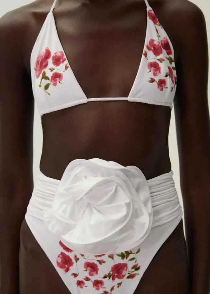 Shop Magda Butrym Beachwear Classic High Waist Flower Swim Bottom In Cream Print Shop Magda Butrym Beachwear Classic High Waist Flower Swim Bottom In Cream Print