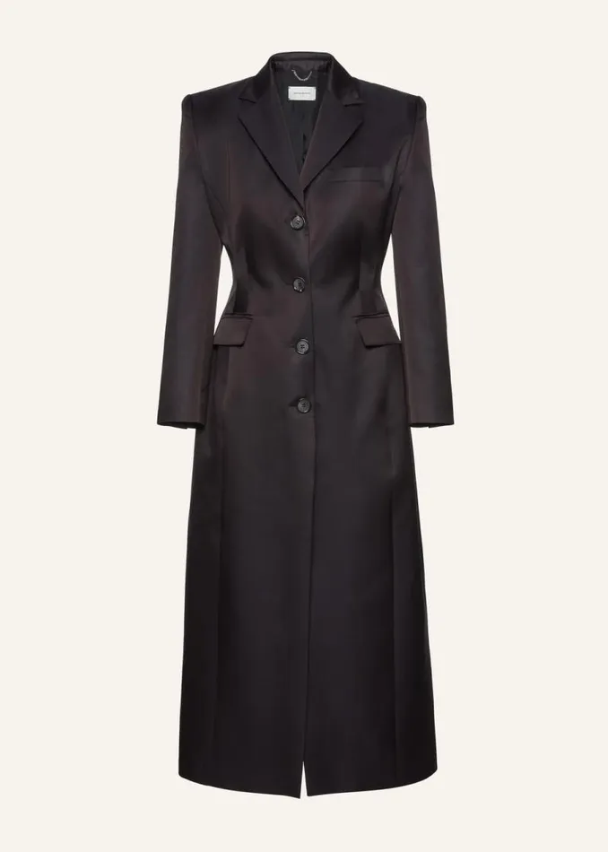 Shop Magda Butrym Coats And Jackets Hourglass Single Breasted Silk Coat In Black Shop Magda Butrym Coats And Jackets Hourglass Single Breasted Silk Coat In Black