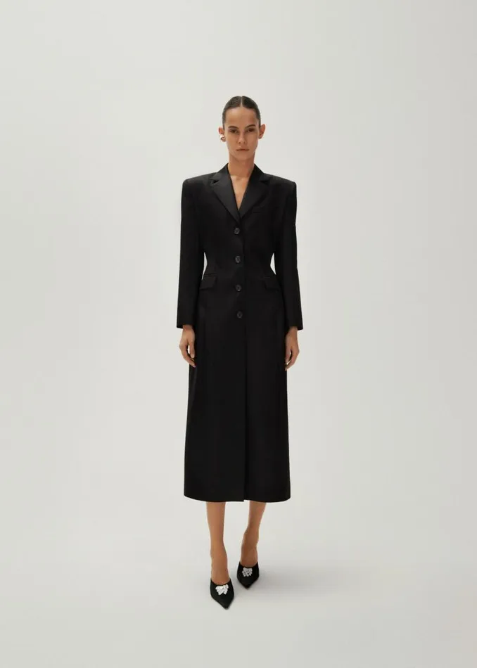 Shop Magda Butrym Coats And Jackets Hourglass Single Breasted Silk Coat In Black Shop Magda Butrym Coats And Jackets Hourglass Single Breasted Silk Coat In Black
