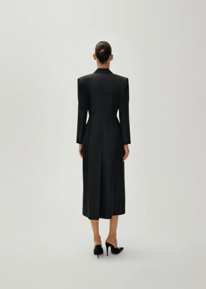 Shop Magda Butrym Coats And Jackets Hourglass Single Breasted Silk Coat In Black Shop Magda Butrym Coats And Jackets Hourglass Single Breasted Silk Coat In Black