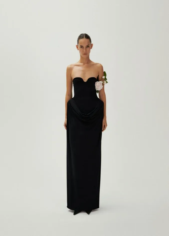 Shop Magda Butrym Dresses Bustier Midi Dress In Black Shop Magda Butrym Dresses Bustier Midi Dress In Black