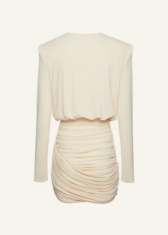 Shop Magda Butrym Dresses Draped Long Sleeve Mini Dress In Yellow Shop Magda Butrym Dresses Draped Long Sleeve Mini Dress In Yellow