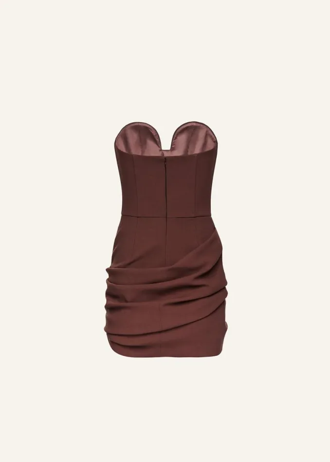 Shop Magda Butrym Dresses Draped Strapless Babydoll Dress In Burgundy