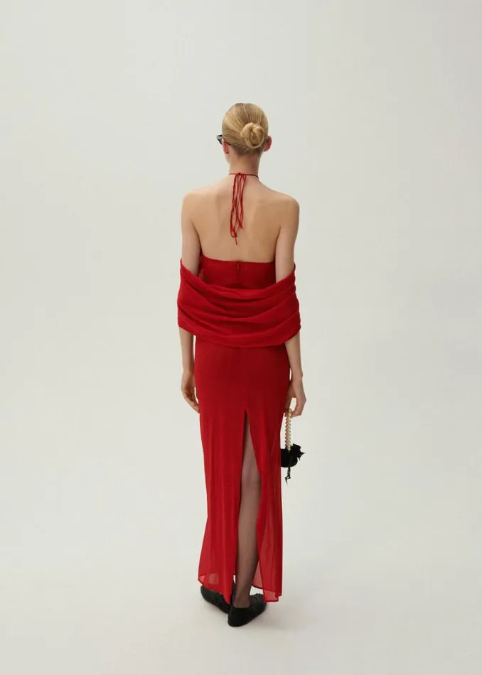 Shop Magda Butrym Dresses Flower Appliqu Wrap Long Dress In Red Shop Magda Butrym Dresses Flower Appliqu Wrap Long Dress In Red