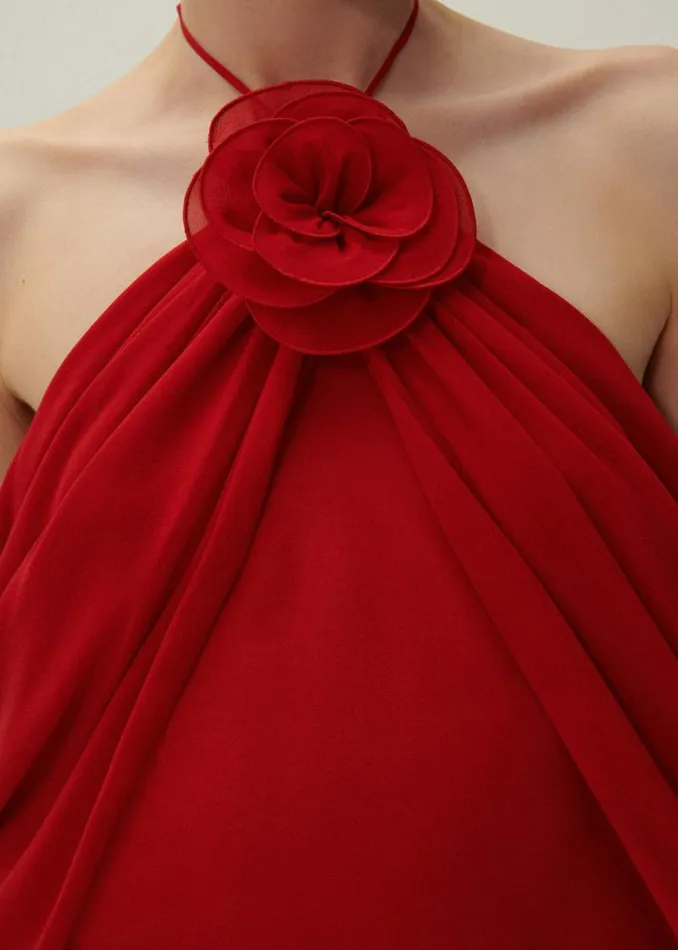 Shop Magda Butrym Dresses Flower Appliqu Wrap Long Dress In Red Shop Magda Butrym Dresses Flower Appliqu Wrap Long Dress In Red