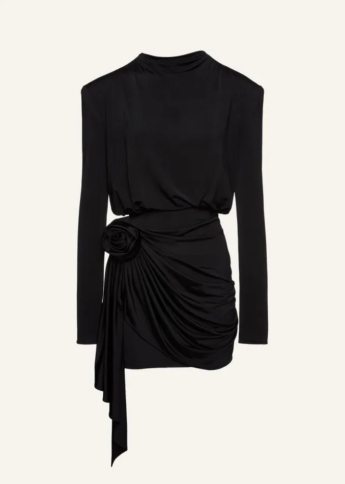 Shop Magda Butrym Dresses Long Sleeve Mini Dress In Black