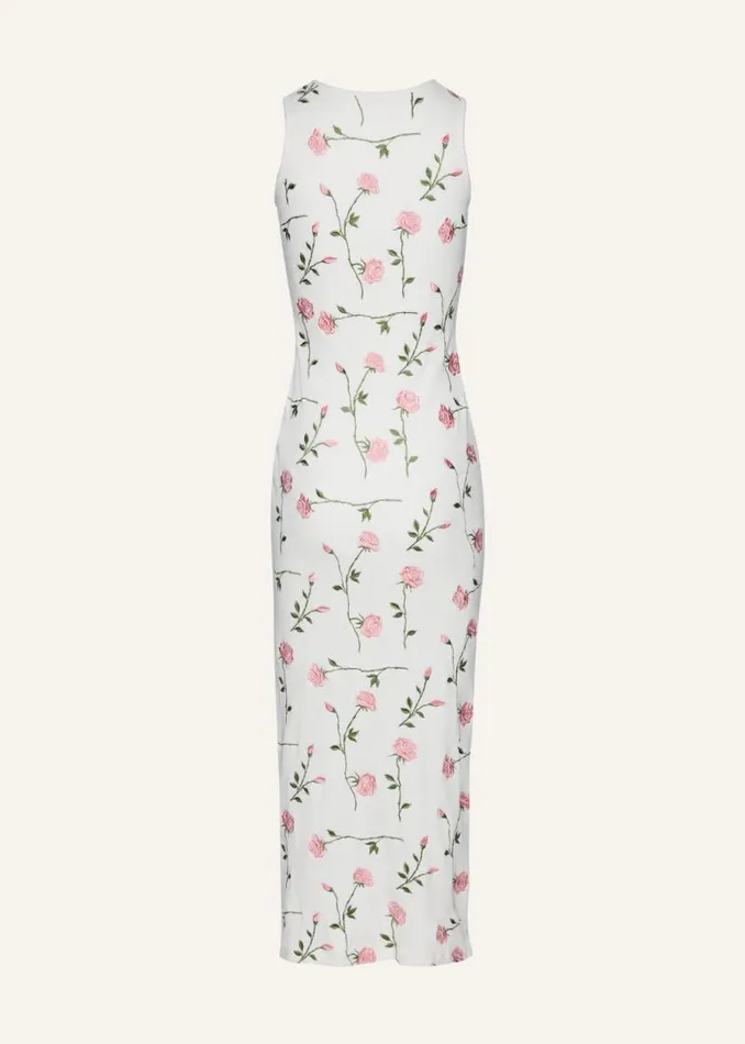 Shop Magda Butrym Dresses Ribbed Jersey Dress In Cream Rose Embroidery Shop Magda Butrym Dresses Ribbed Jersey Dress In Cream Rose Embroidery