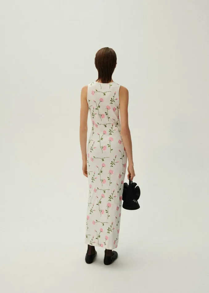 Shop Magda Butrym Dresses Ribbed Jersey Dress In Cream Rose Embroidery Shop Magda Butrym Dresses Ribbed Jersey Dress In Cream Rose Embroidery