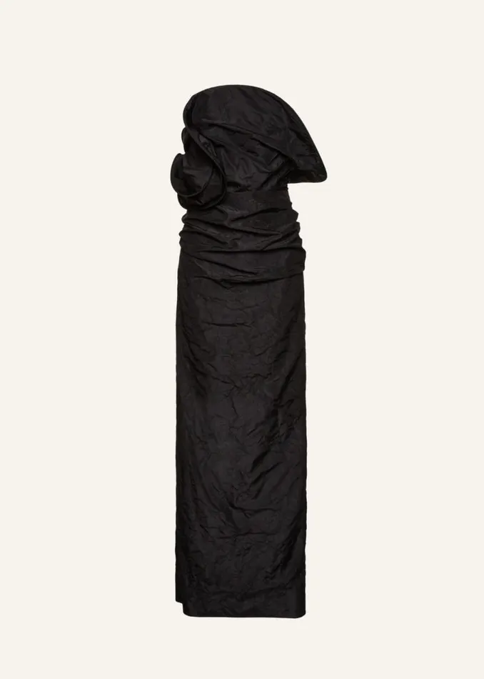 Shop Magda Butrym Dresses Sculptural Rose Gown In Black
