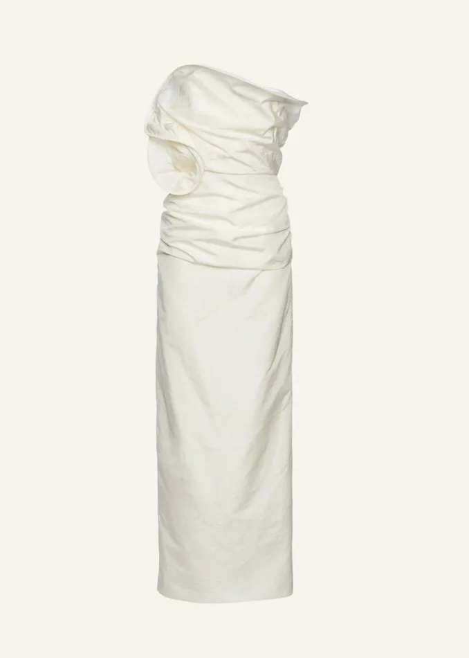 Shop Magda Butrym Dresses Sculptural Rose Gown In Cream