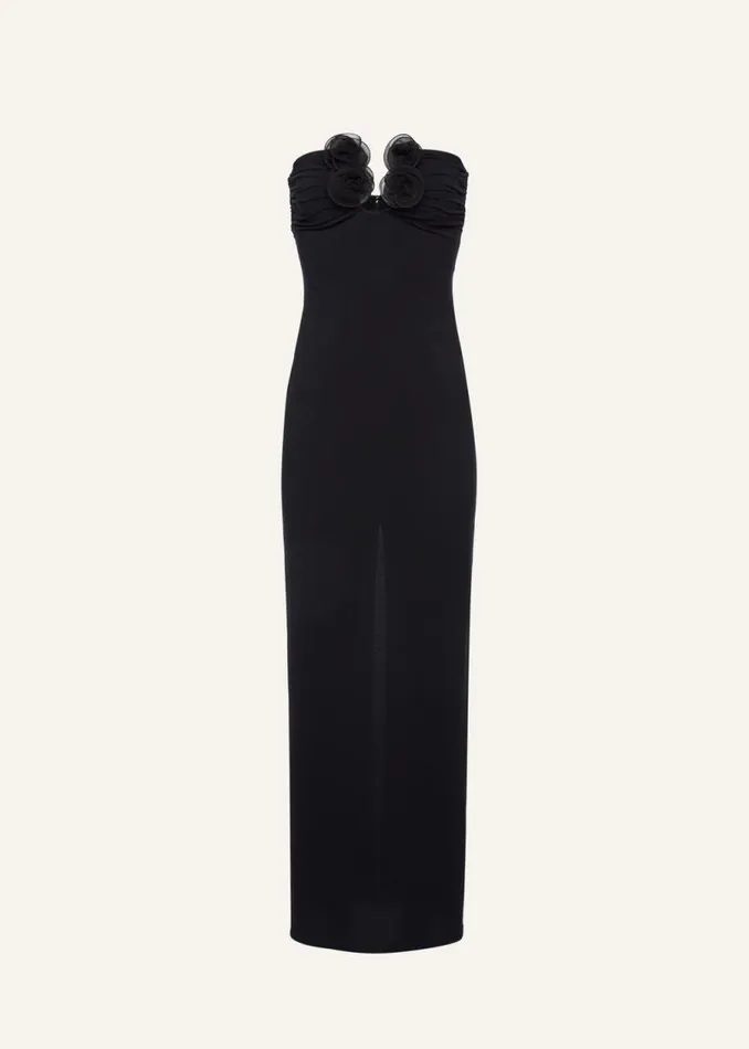 Shop Magda Butrym Dresses Strapless Flower Appliqu Maxi Dress In Black