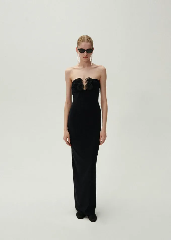 Shop Magda Butrym Dresses Strapless Flower Appliqu Maxi Dress In Black