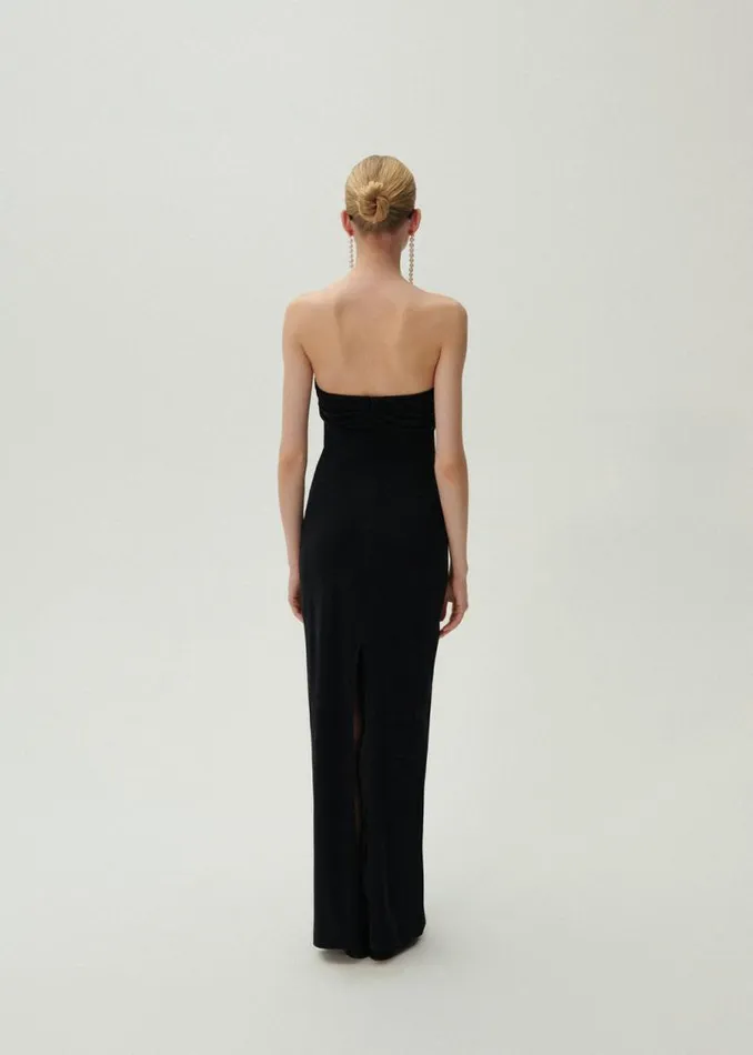 Shop Magda Butrym Dresses Strapless Flower Appliqu Maxi Dress In Black