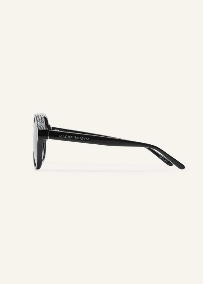Shop Magda Butrym Eyewear Aviator Sunglasses In Black Crystals Shop Magda Butrym Eyewear Aviator Sunglasses In Black Crystals