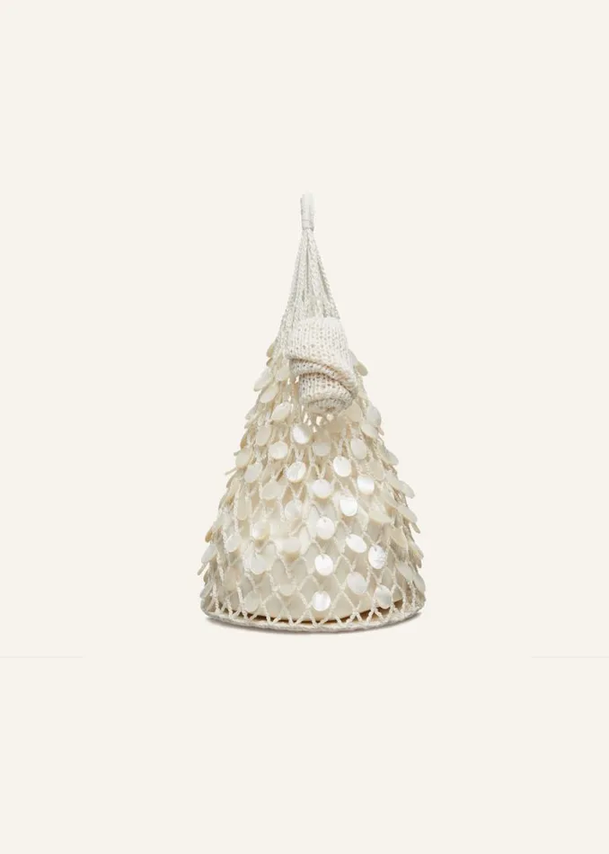 Shop Magda Butrym Handbags Small Devana Bag In Cream With Mother Of Pearl Embellishment Shop Magda Butrym Handbags Small Devana Bag In Cream With Mother Of Pearl Embellishment