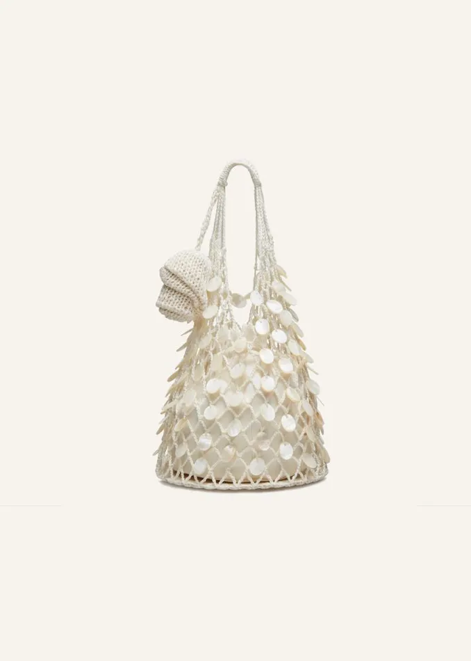 Shop Magda Butrym Handbags Small Devana Bag In Cream With Mother Of Pearl Embellishment Shop Magda Butrym Handbags Small Devana Bag In Cream With Mother Of Pearl Embellishment