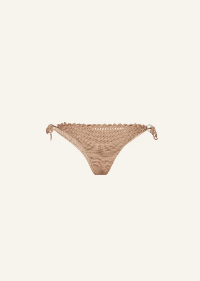 Shop Magda Butrym Handmade Pearl Crochet String Bottoms In Brown Shop Magda Butrym Handmade Pearl Crochet String Bottoms In Brown