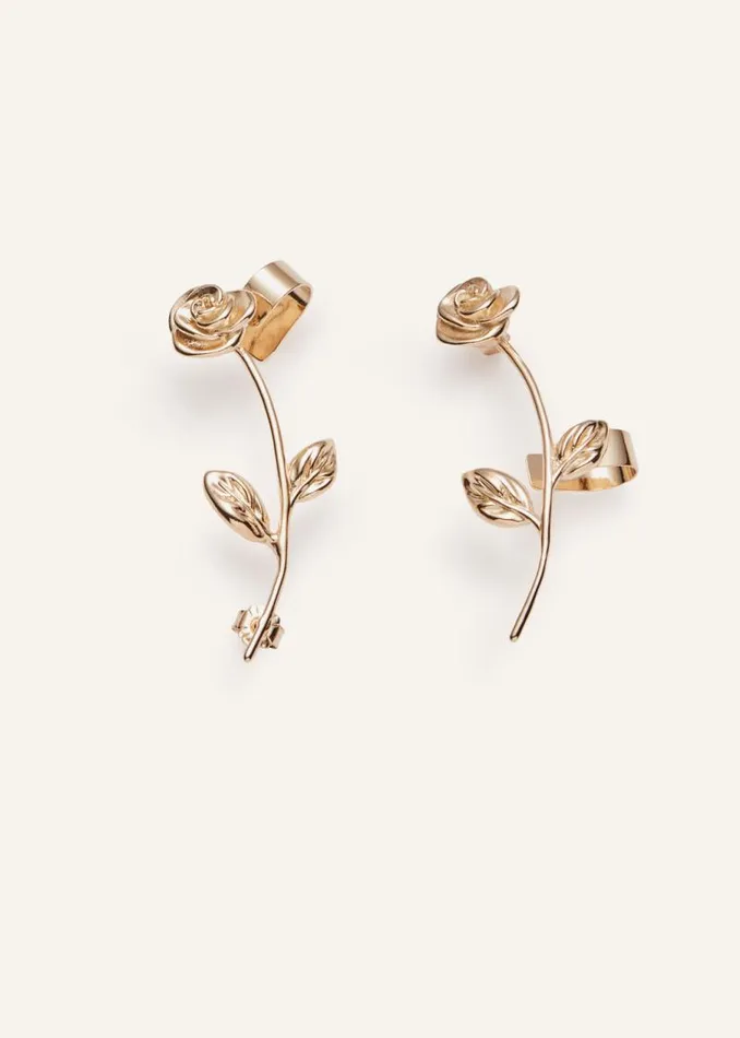 Shop Magda Butrym Jewelry Goldplated Rose Cuff Earrings