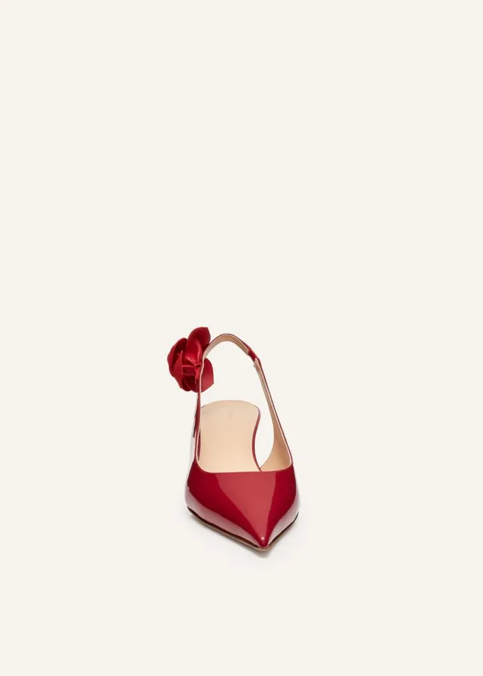 Shop Magda Butrym Shoes Slingback Rose Kitten Heels In Red Leather Shop Magda Butrym Shoes Slingback Rose Kitten Heels In Red Leather