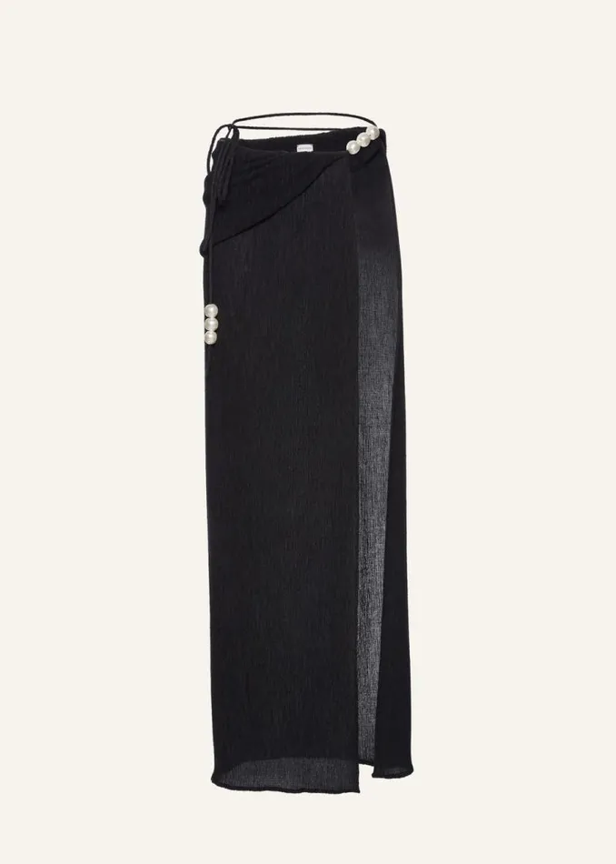 Shop Magda Butrym Skirts Asymmetrical Pearl Maxi Skirt In Black