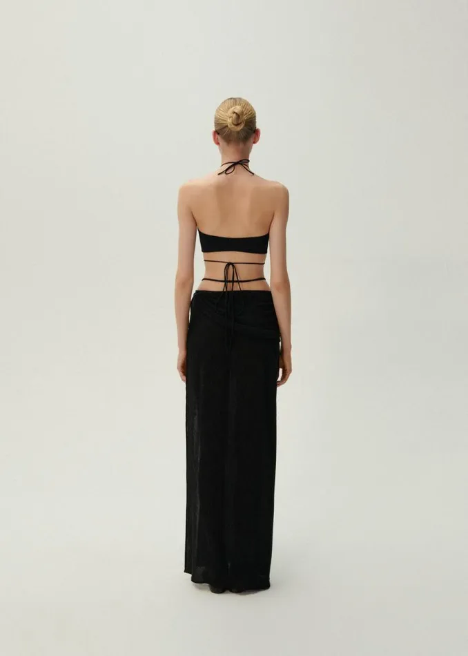 Shop Magda Butrym Skirts Asymmetrical Pearl Maxi Skirt In Black