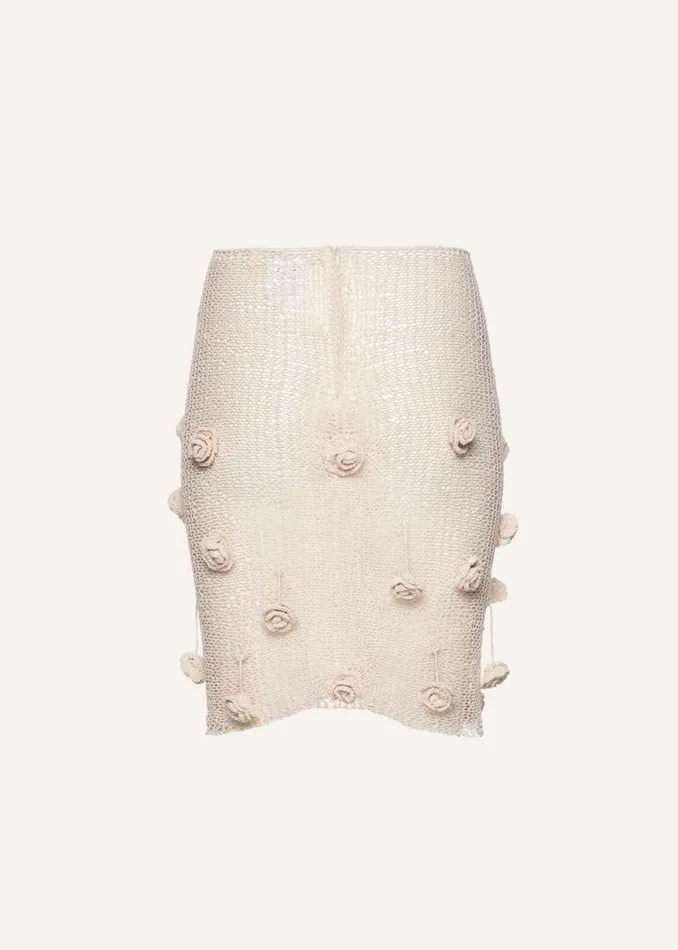 Shop Magda Butrym Skirts Crochet Flower Embellished Mini Skirt In Cream Shop Magda Butrym Skirts Crochet Flower Embellished Mini Skirt In Cream