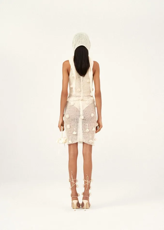 Shop Magda Butrym Skirts Crochet Flower Embellished Mini Skirt In Cream Shop Magda Butrym Skirts Crochet Flower Embellished Mini Skirt In Cream
