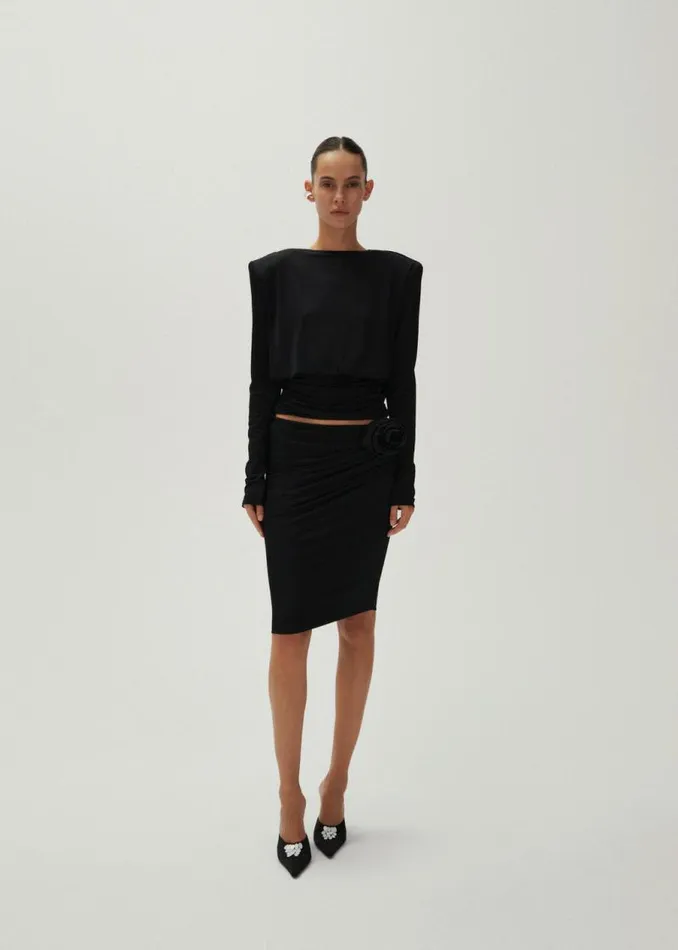 Shop Magda Butrym Skirts Rose Appliqu Jersey Skirt In Black Shop Magda Butrym Skirts Rose Appliqu Jersey Skirt In Black