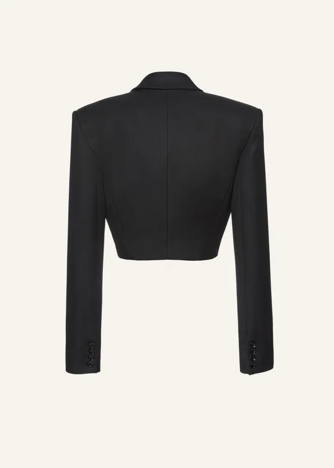 Shop Magda Butrym Tailoring And Suits Cropped Double Breasted Blazer In Black Shop Magda Butrym Tailoring And Suits Cropped Double Breasted Blazer In Black