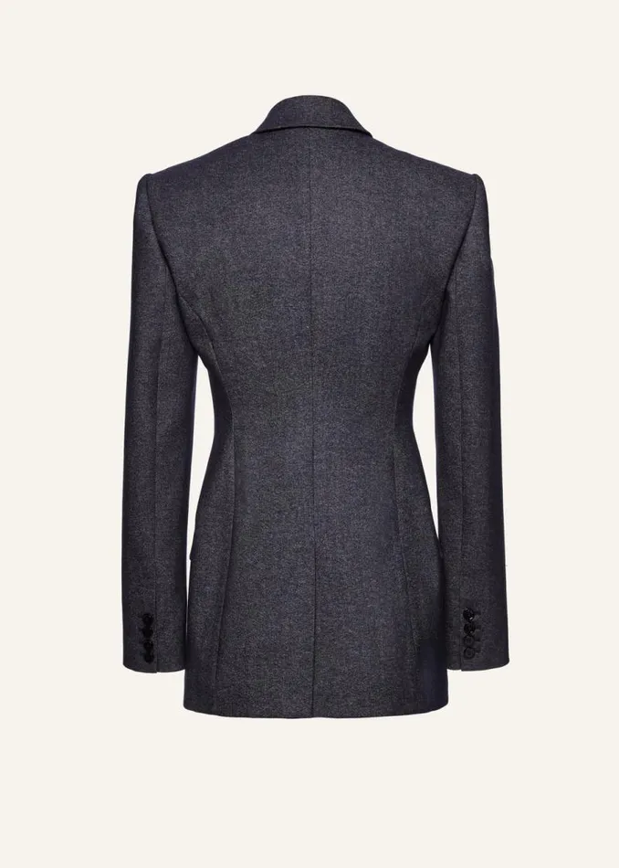 Shop Magda Butrym Tailoring And Suits Longline Fitted Blazer In Navy Shop Magda Butrym Tailoring And Suits Longline Fitted Blazer In Navy