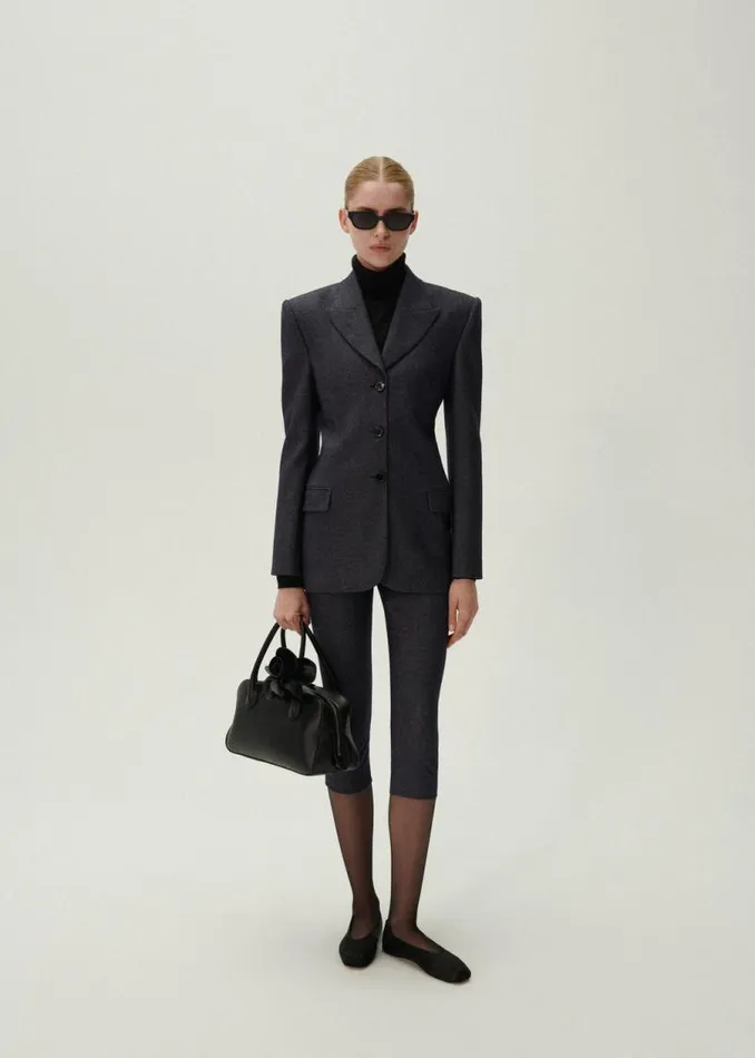 Shop Magda Butrym Tailoring And Suits Longline Fitted Blazer In Navy Shop Magda Butrym Tailoring And Suits Longline Fitted Blazer In Navy
