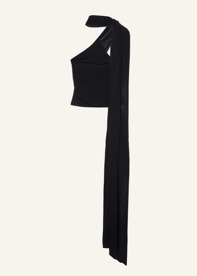 Shop Magda Butrym Tops Jersey Wrap Neck Top In Black Shop Magda Butrym Tops Jersey Wrap Neck Top In Black