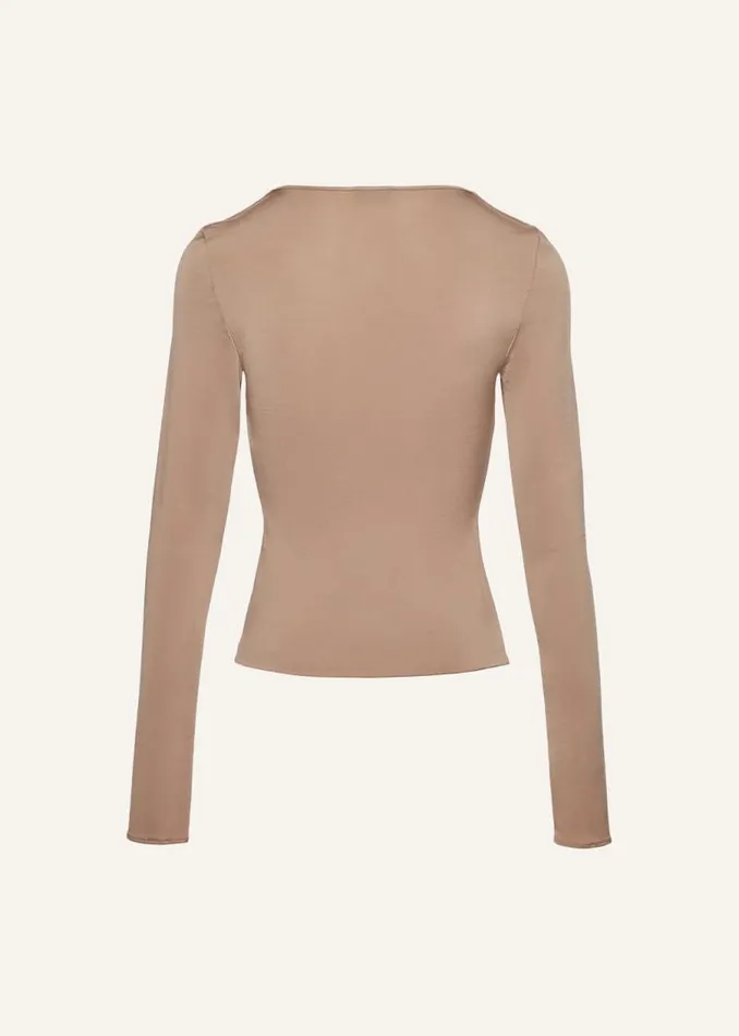 Shop Magda Butrym Tops Long Sleeve Floral Appliqu Jersey Top In Beige Shop Magda Butrym Tops Long Sleeve Floral Appliqu Jersey Top In Beige