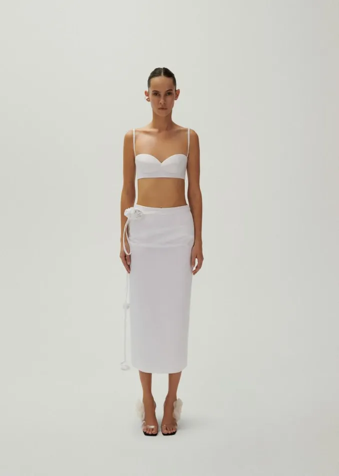 Shop Magda Butrym Tops Rose Sweetheart Bra Top In White