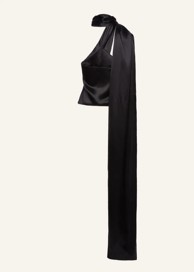 Shop Magda Butrym Tops Silk Wrap Neck Top In Black Shop Magda Butrym Tops Silk Wrap Neck Top In Black