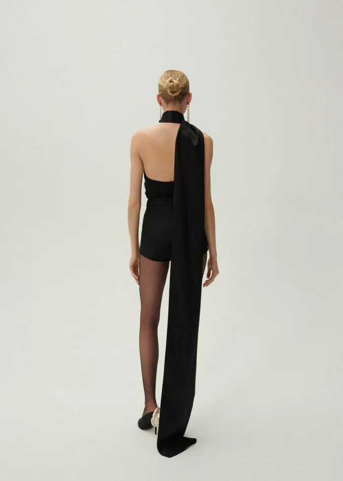 Shop Magda Butrym Tops Silk Wrap Neck Top In Black Shop Magda Butrym Tops Silk Wrap Neck Top In Black