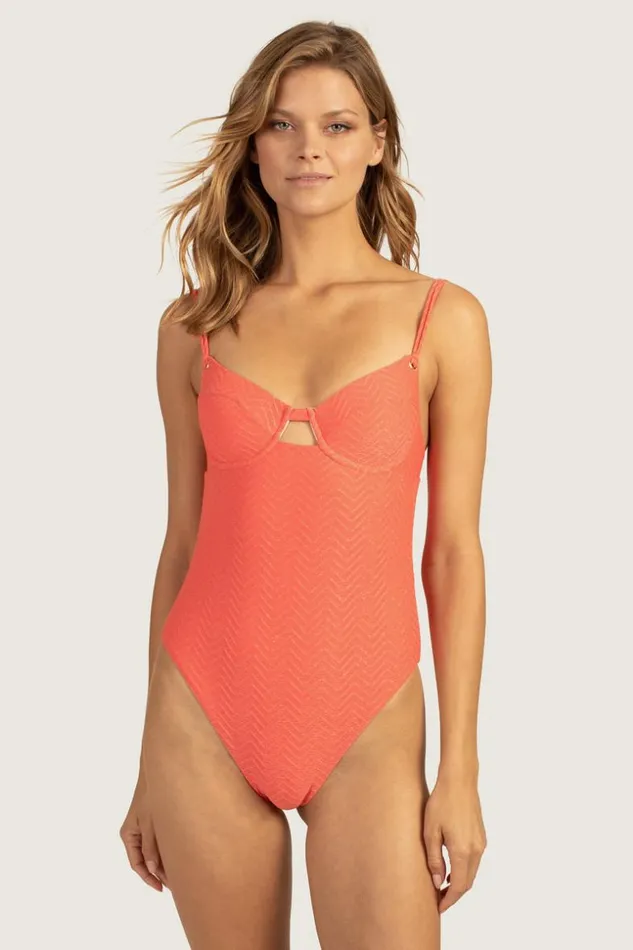 SHOP Trina Turk ONE PIECE SWIMWEAR EMPIRE LUREX UNDERWIRE ONE PIECE