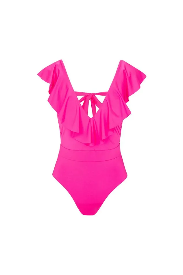 SHOP Trina Turk ONE PIECE SWIMWEAR WOMEN039S MONACO RUFFLE PLUNGE ONE PIECE SWIMSUIT