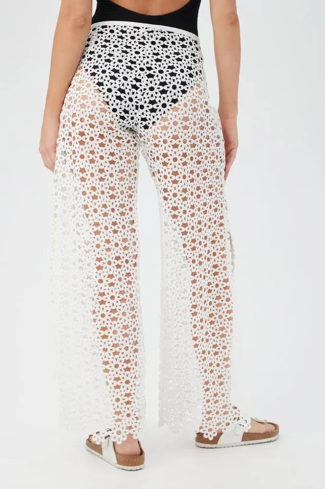 SHOP Trina Turk SWIM COVER UPS WOMEN039S CHATEAU SHEER LACE SIDE SLIT SWIM COVERUP PANT