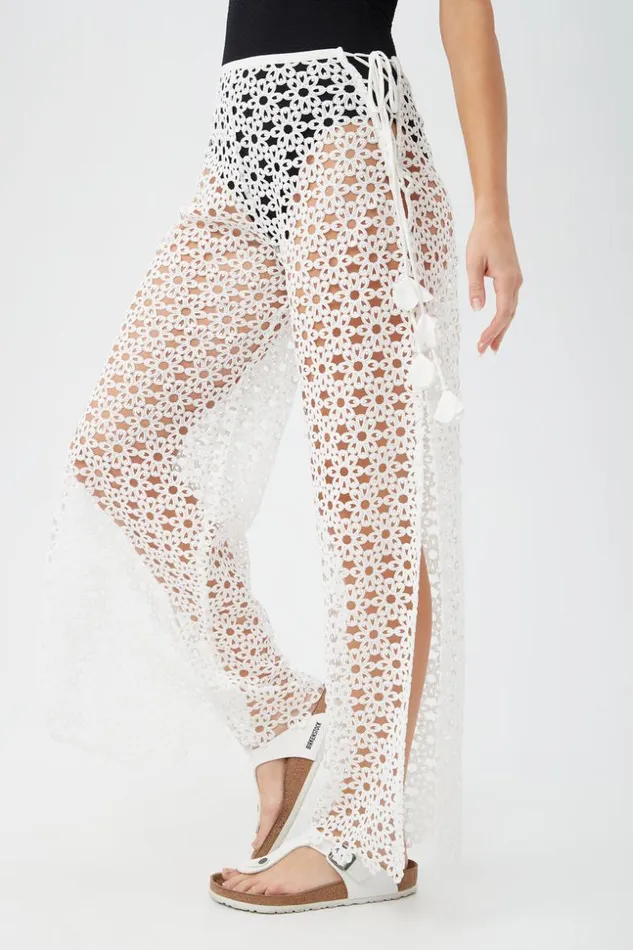 SHOP Trina Turk SWIM COVER UPS WOMEN039S CHATEAU SHEER LACE SIDE SLIT SWIM COVERUP PANT
