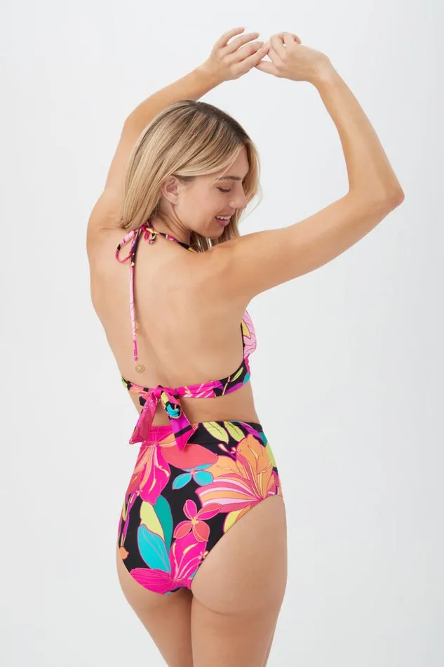 SHOP Trina Turk SWIM TOPS WOMEN039S SOLAR FLORAL REVERSIBLE BANDED HALTER SWIM TOP